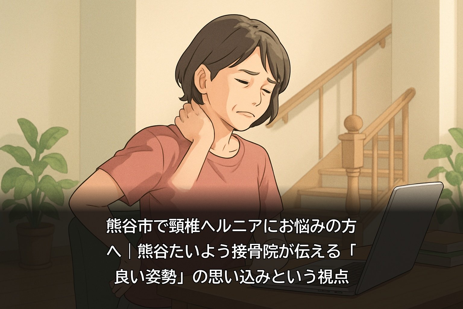 熊谷市で首の痛みに悩む女性のイメージ